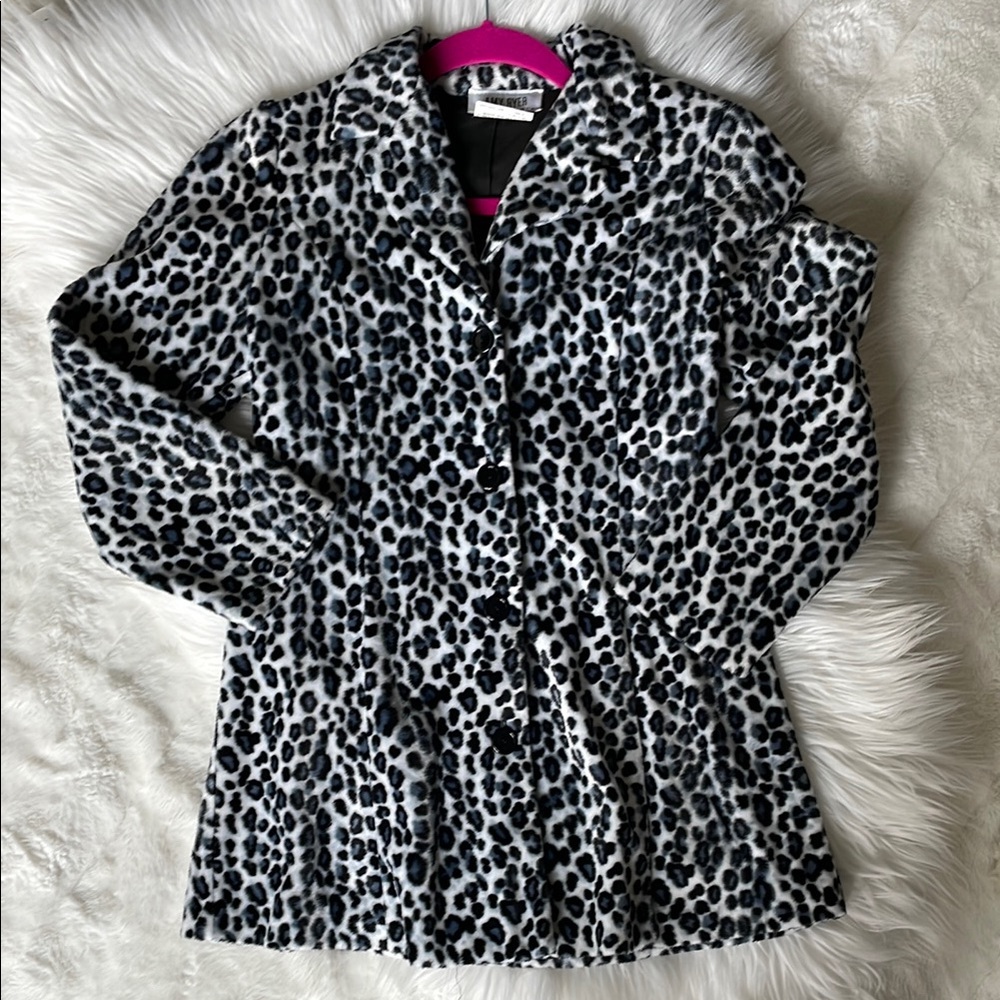 Girls Leopard Print Button-Up Coat, size 8/10